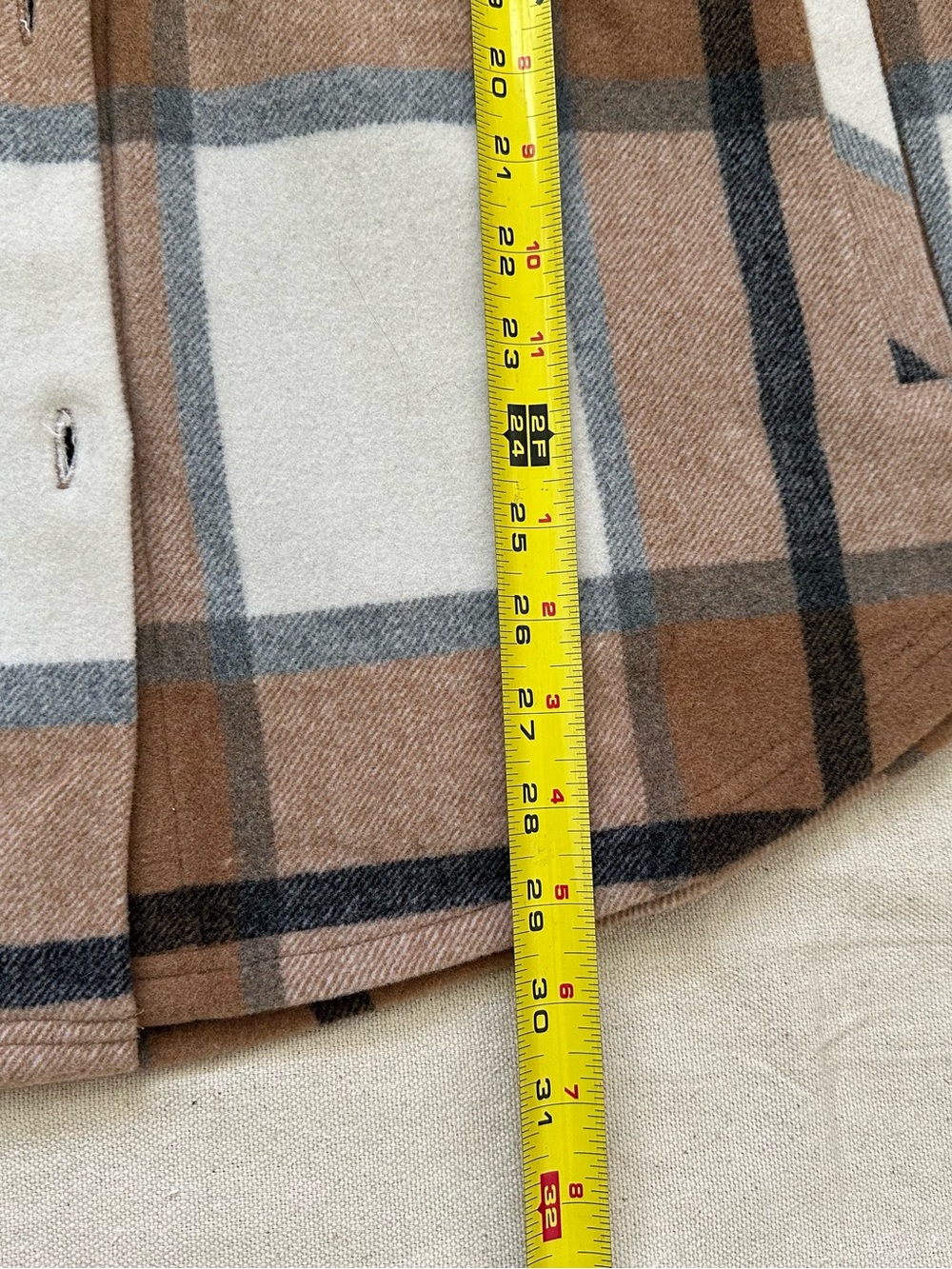 Woolx Sawyer Merino Wool Plaid Shacket XL Brown Beige Oversized Shirt Jacket - Picture 3 of 12